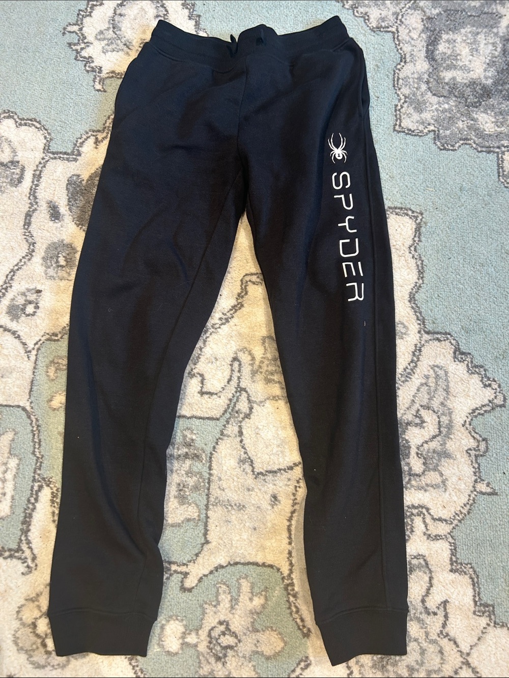 Spyder Black Jogger Pants with White Logo Stripe